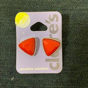 Claire’s Red Triangle Earrings
